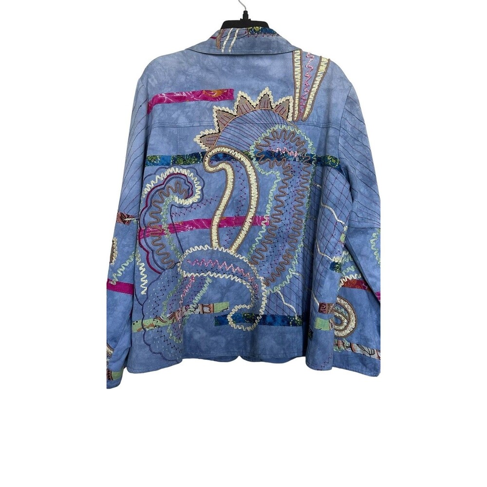Norm Thompson Women’s Sz XL Embroidered Jacket Fun Pattern Ric Rac Patchwork - Picture 7 of 7